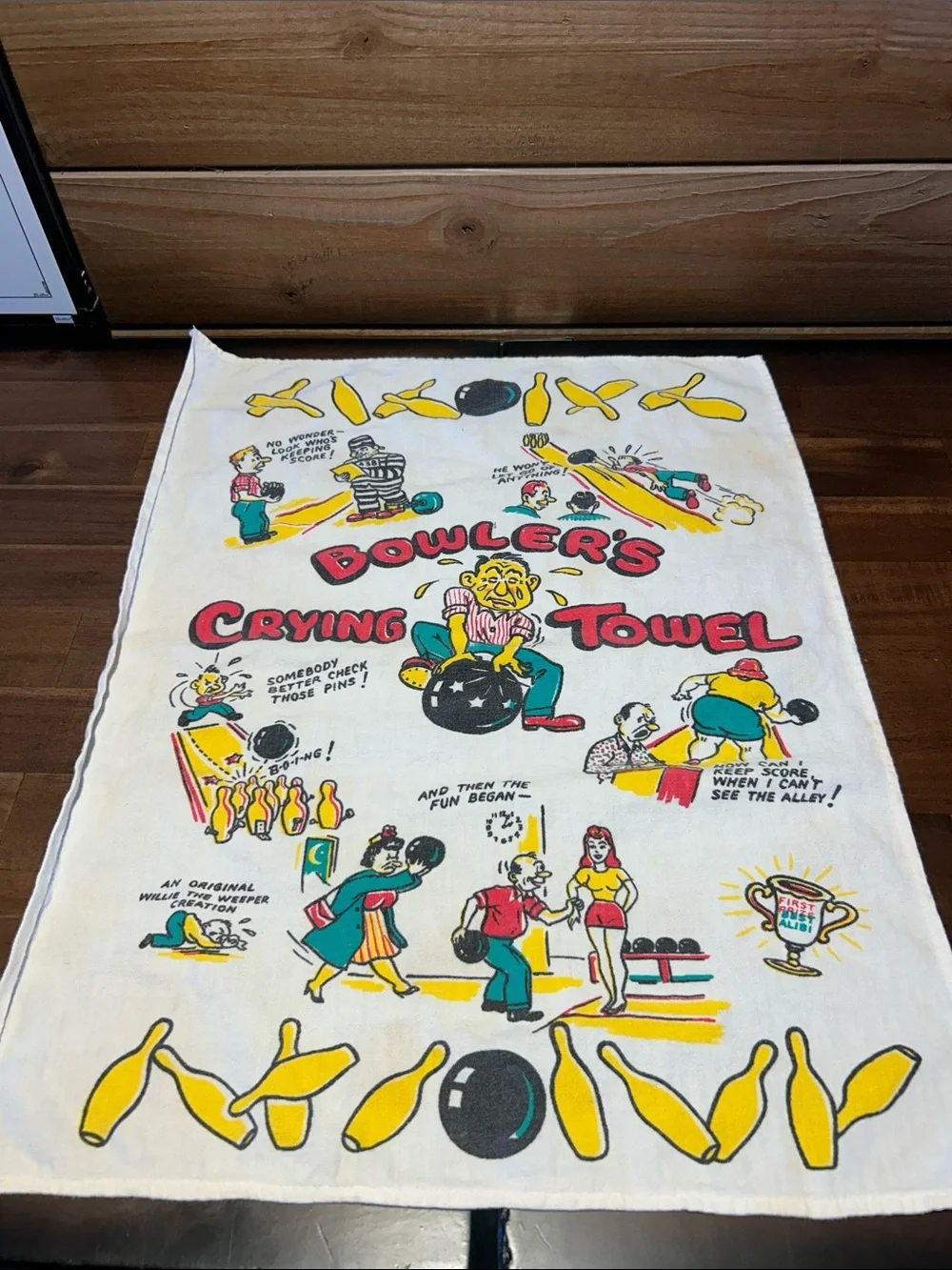 50’s Vintage Bowling Cartoon Hand Towel